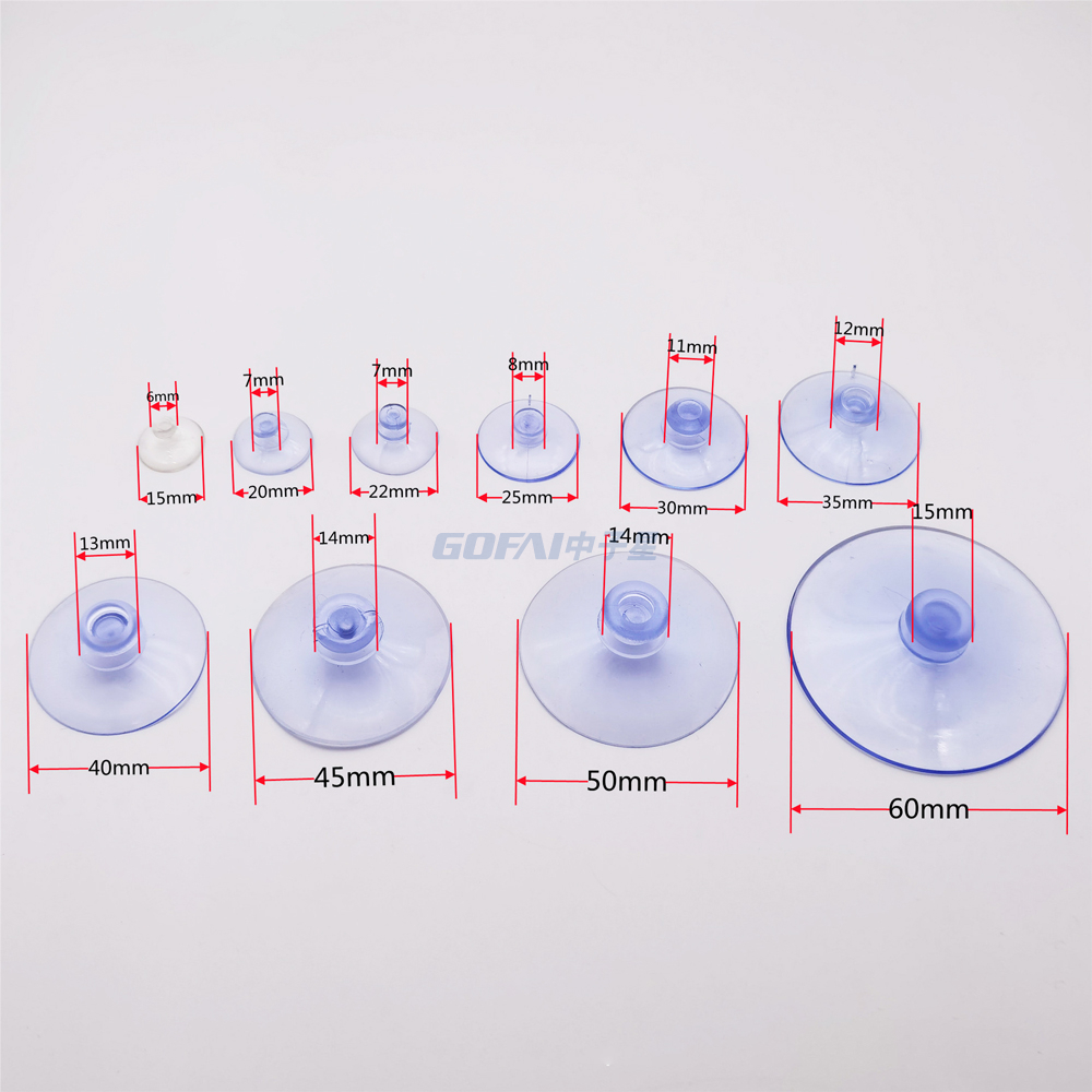 22mm 30mm 35mm 40mm 45mm Clear Plastic Mushroom Head Suction Cup Without Hook